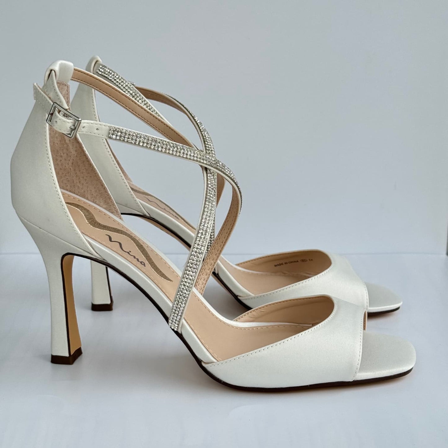Heeled Sandals – Nina Cross Strap Open Toe Sandal Ivory Size 40