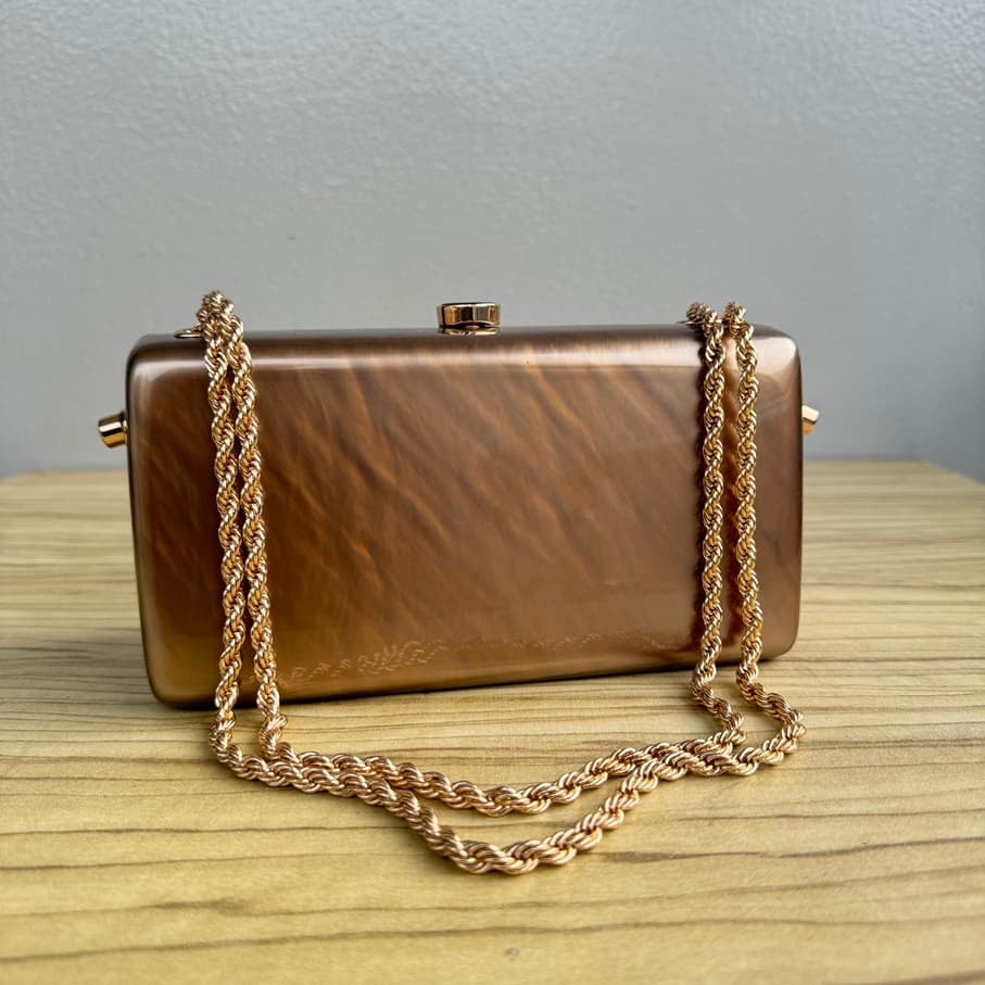 Acrylic Chain Strap Clutch Purse - Bronze