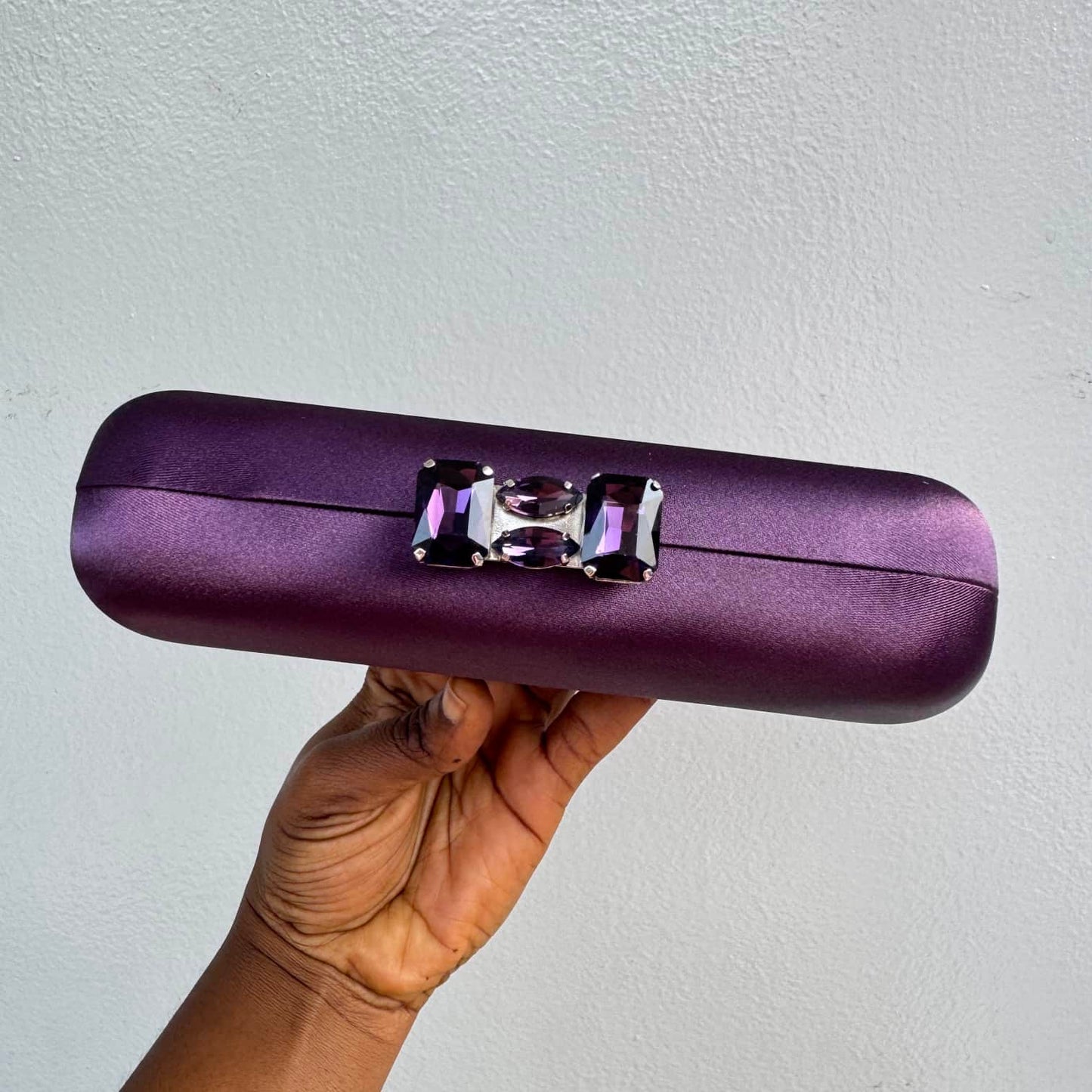 Nina Satin Gem Clasp Clutch Purse