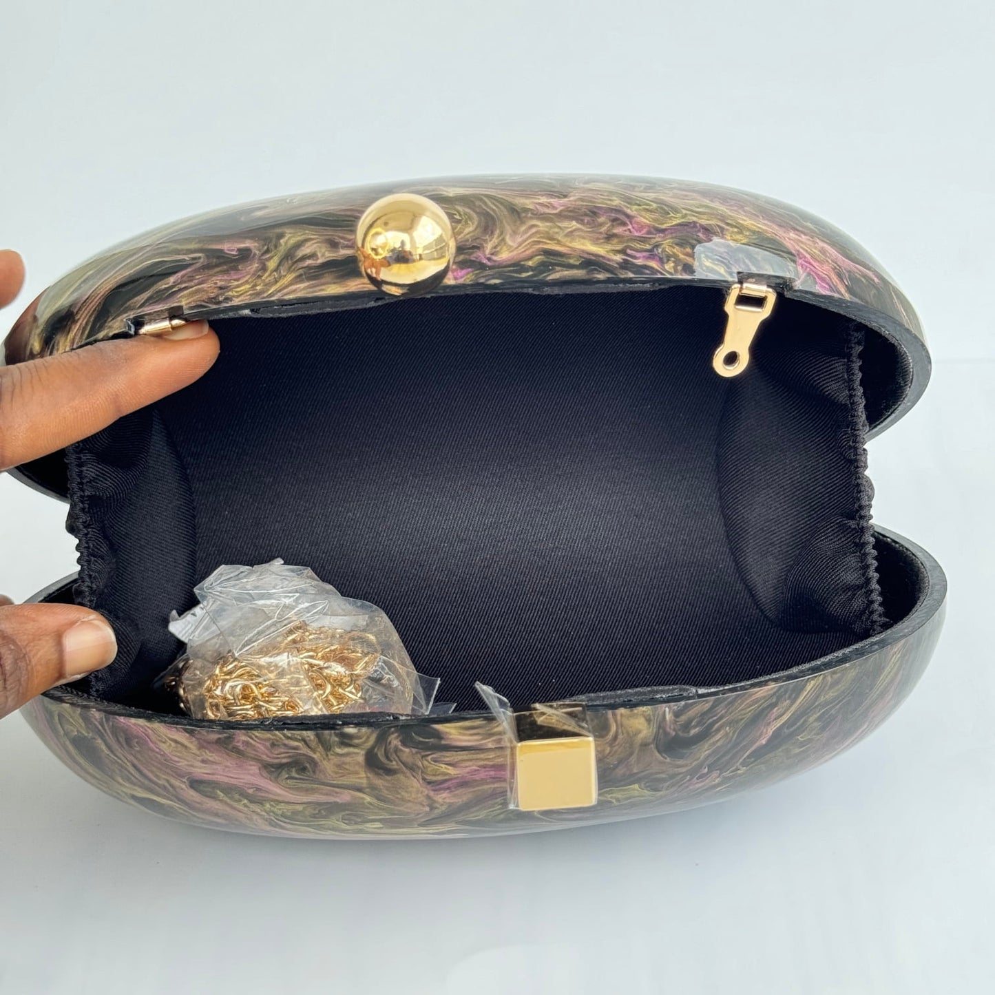 Big Size Oval Acrylic Clutch Purse