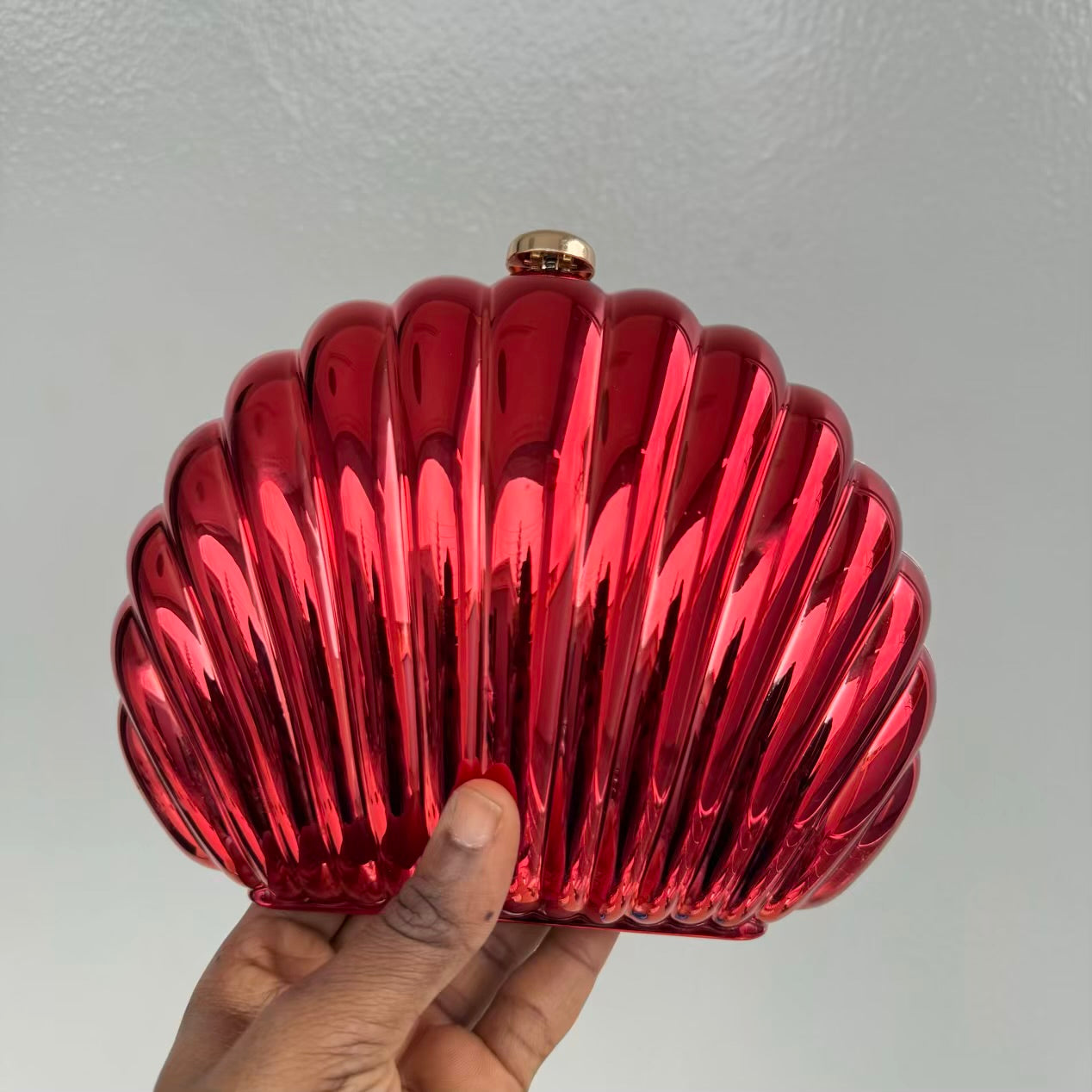 Shell Acrylic Metallic Party Clutch Purse