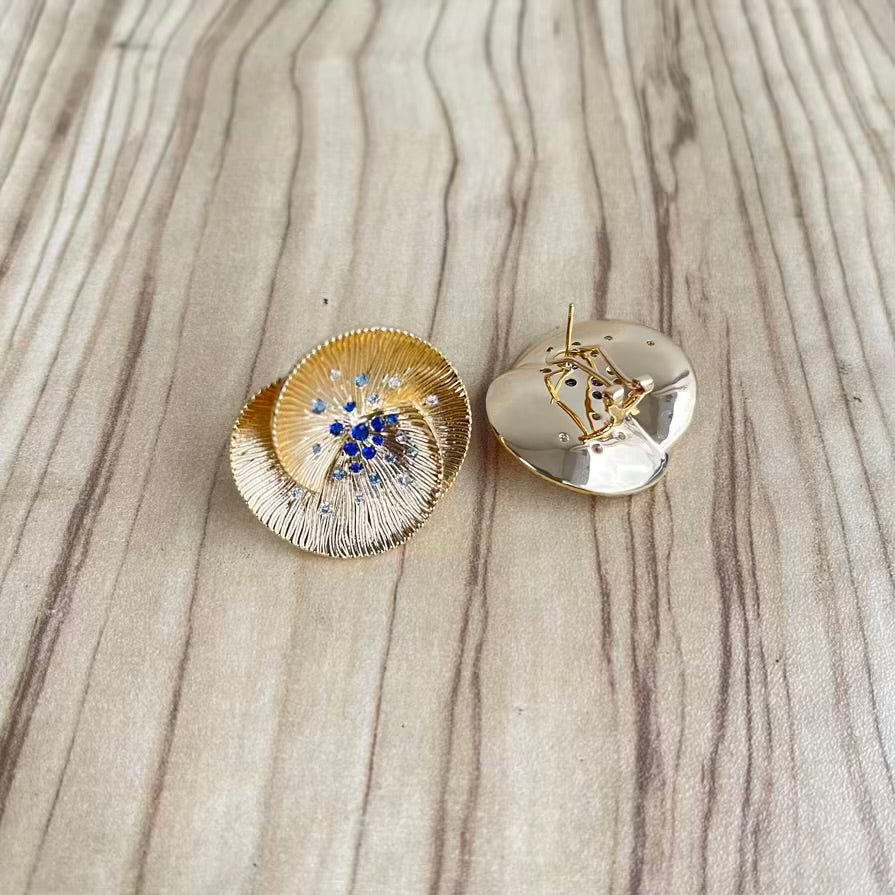 Big Stud Party Gold Plated Cubic Zirconia Earrings