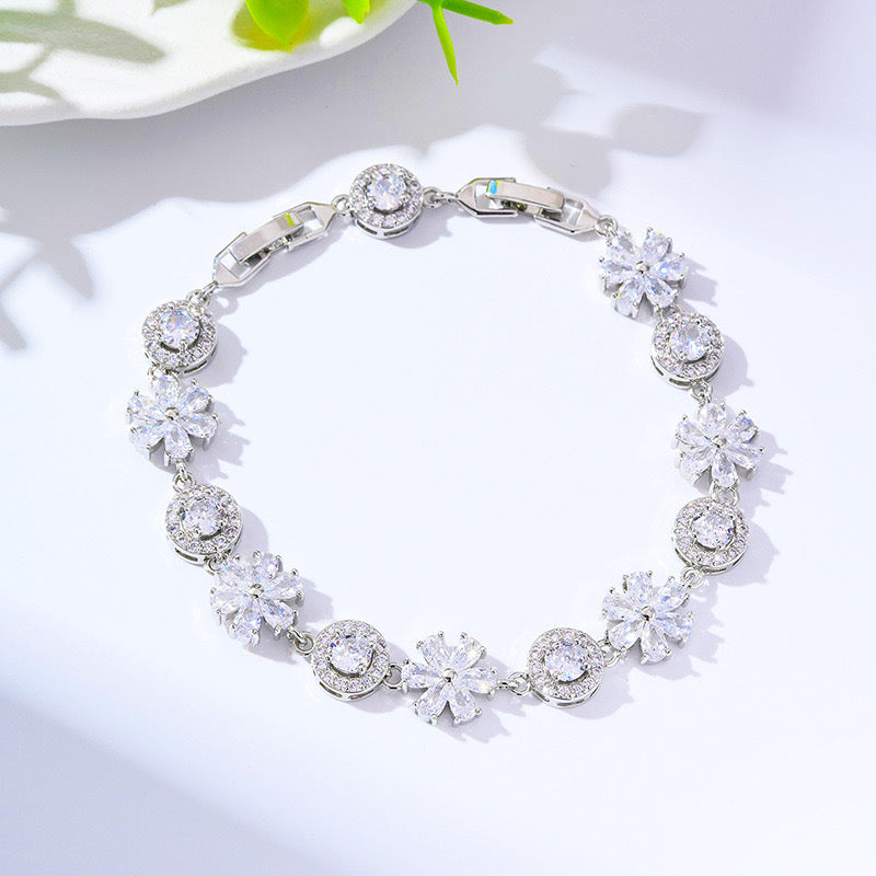 Flower Tennis Cubic Zirconia Bracelet