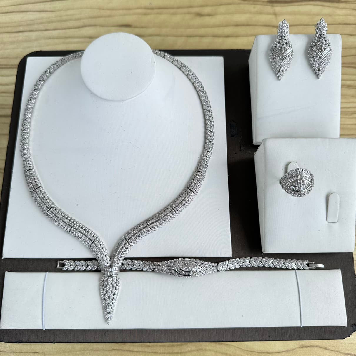 Drop Pendant Cubic Zirconia 4 Piece Jewelry Set
