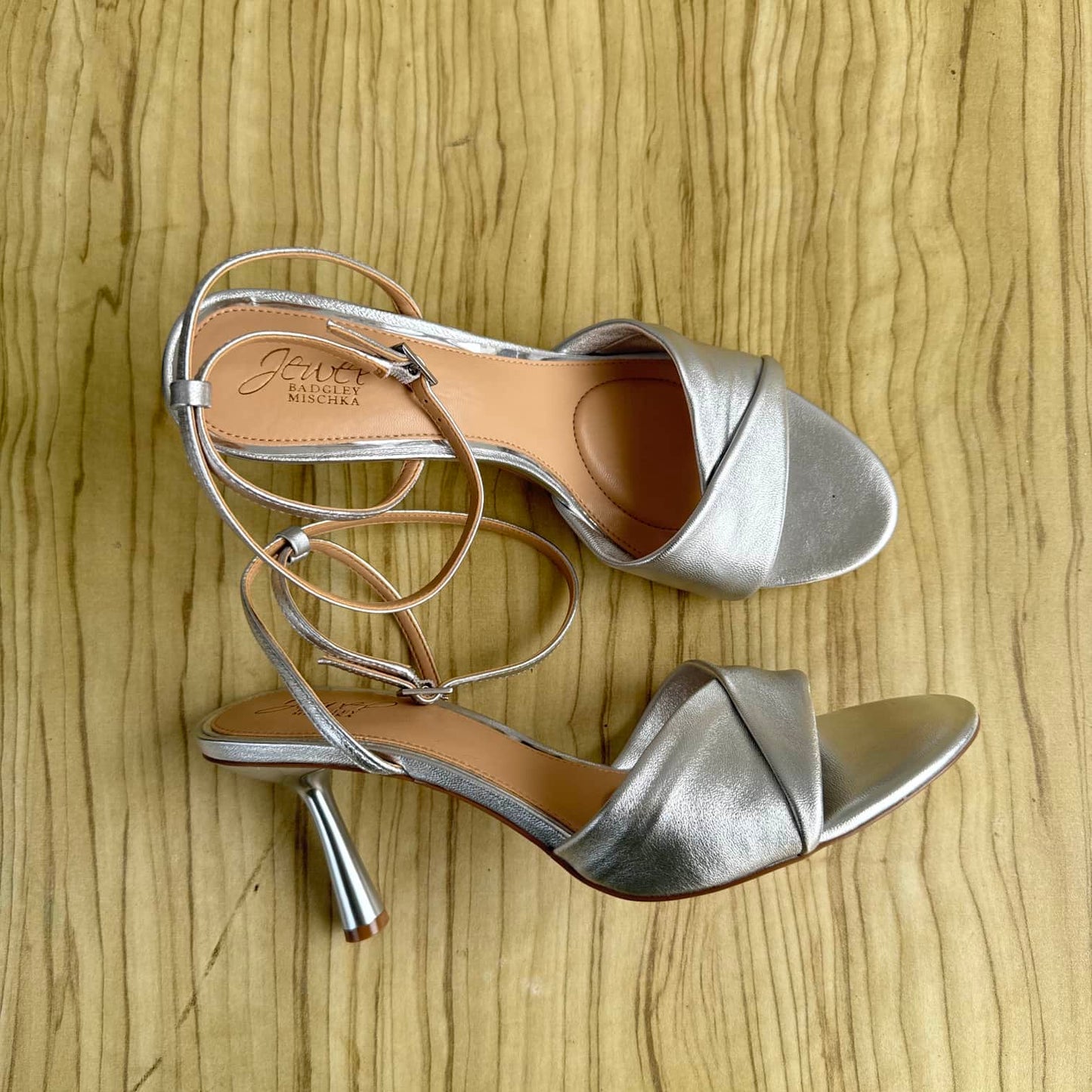 Jewel Badgley Mischka Crisscross Ankle Strap Heel Sandals for Women - Size 42