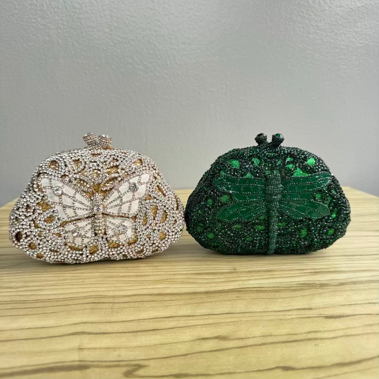 Butterfly Enamel Small Crystal Clutch