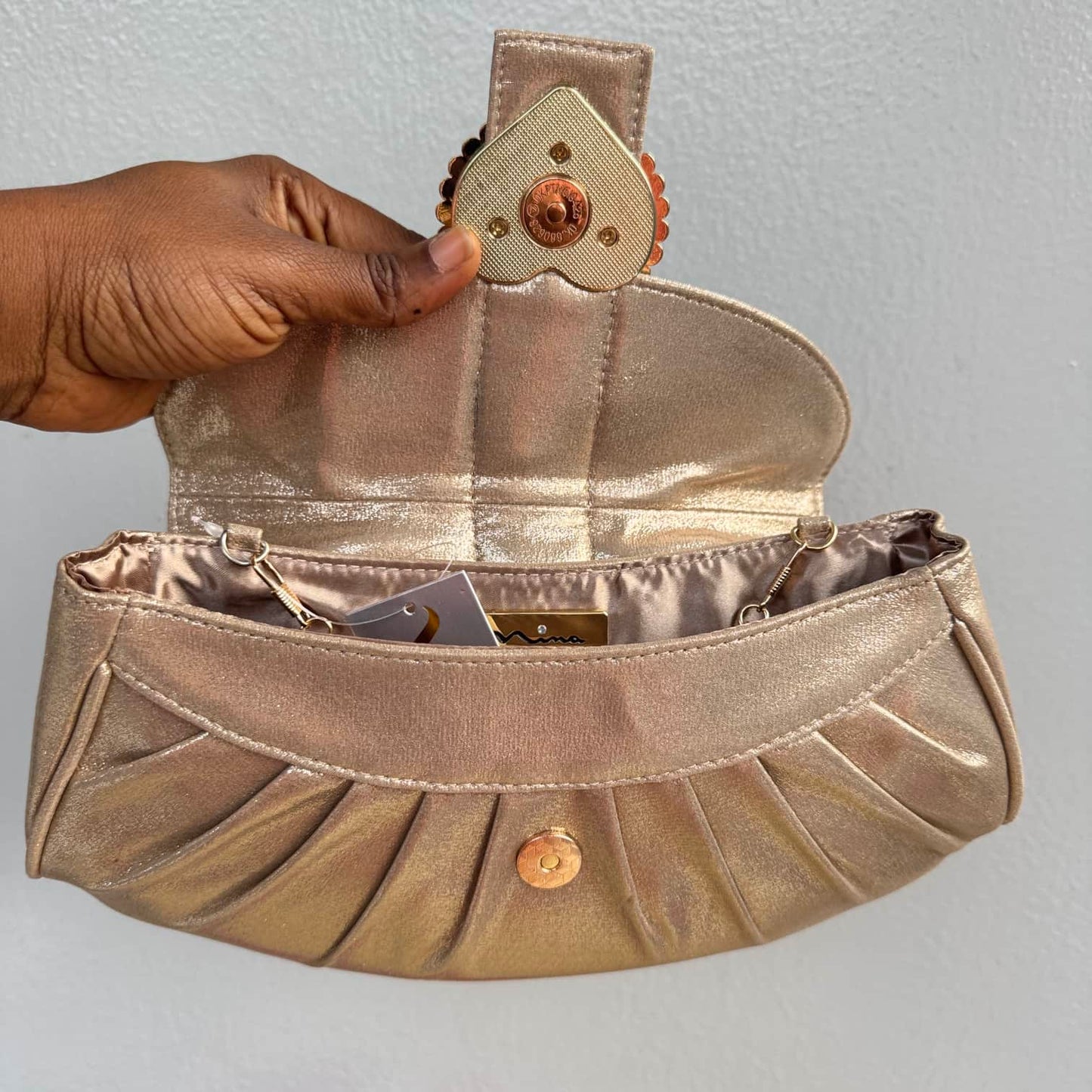 Nina Fabric Heart Clasp Envelope Clutch Purse