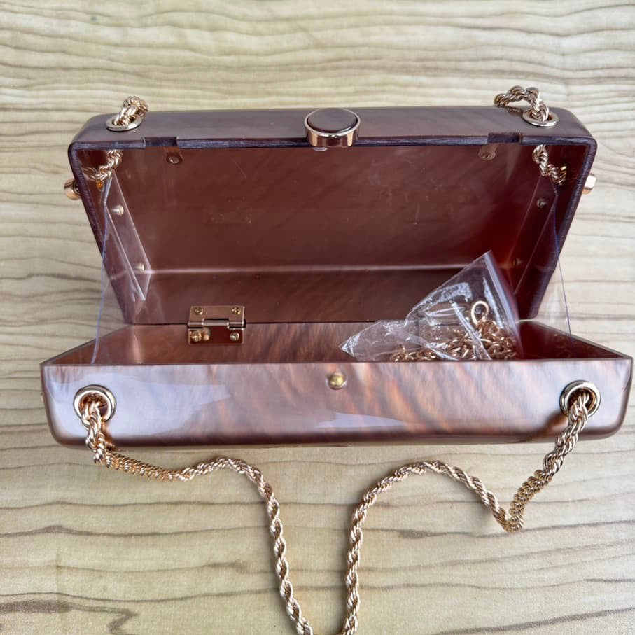 Acrylic Chain Strap Clutch Purse - Bronze