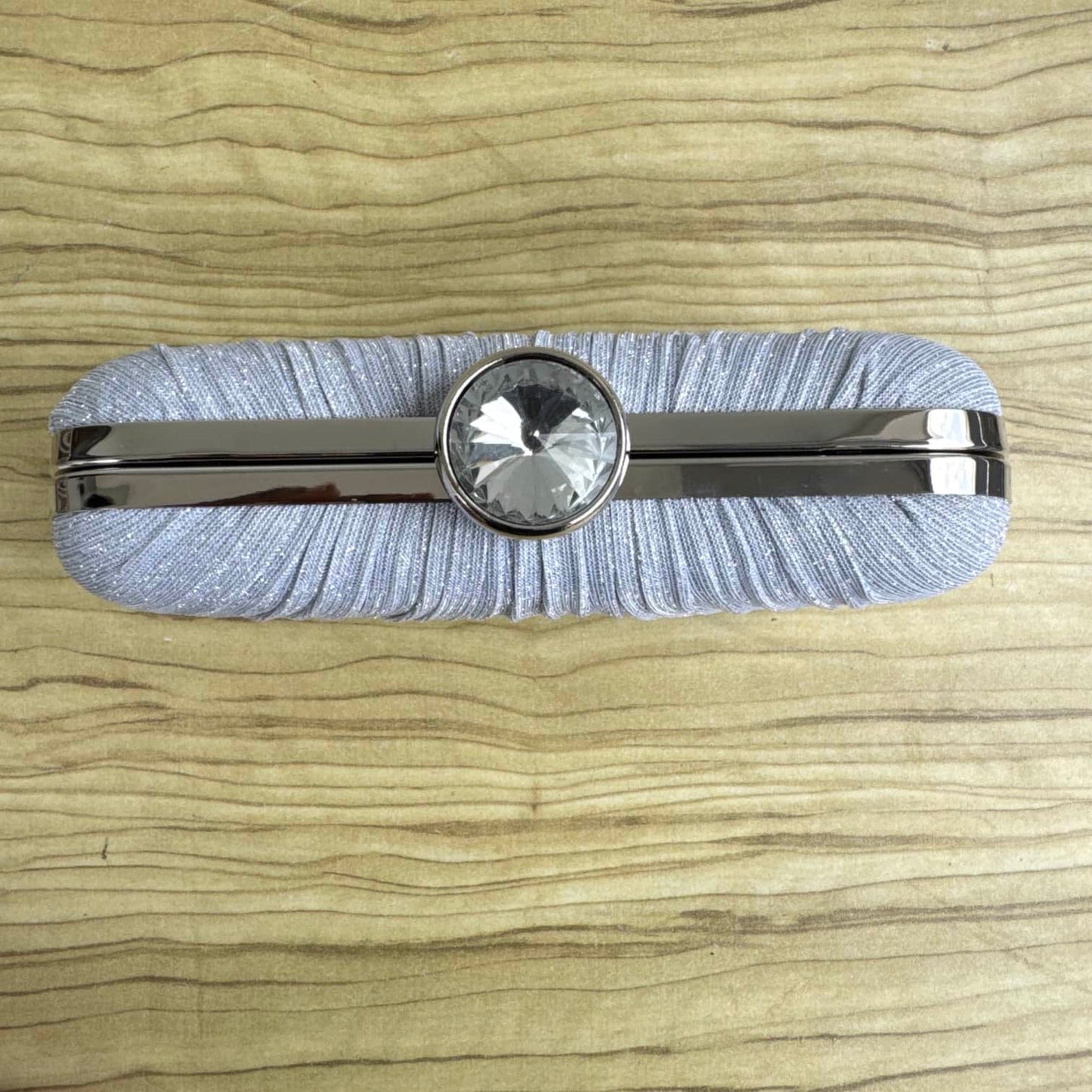 Pleat Detail Fabric Shimmer Clutch Purse