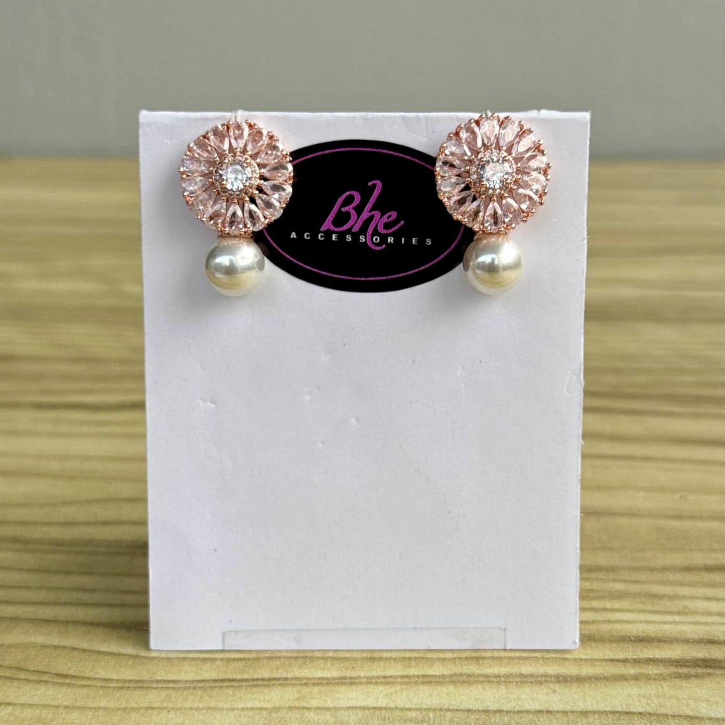 Small Pearl Cubic Zirconia Pearl Earrings