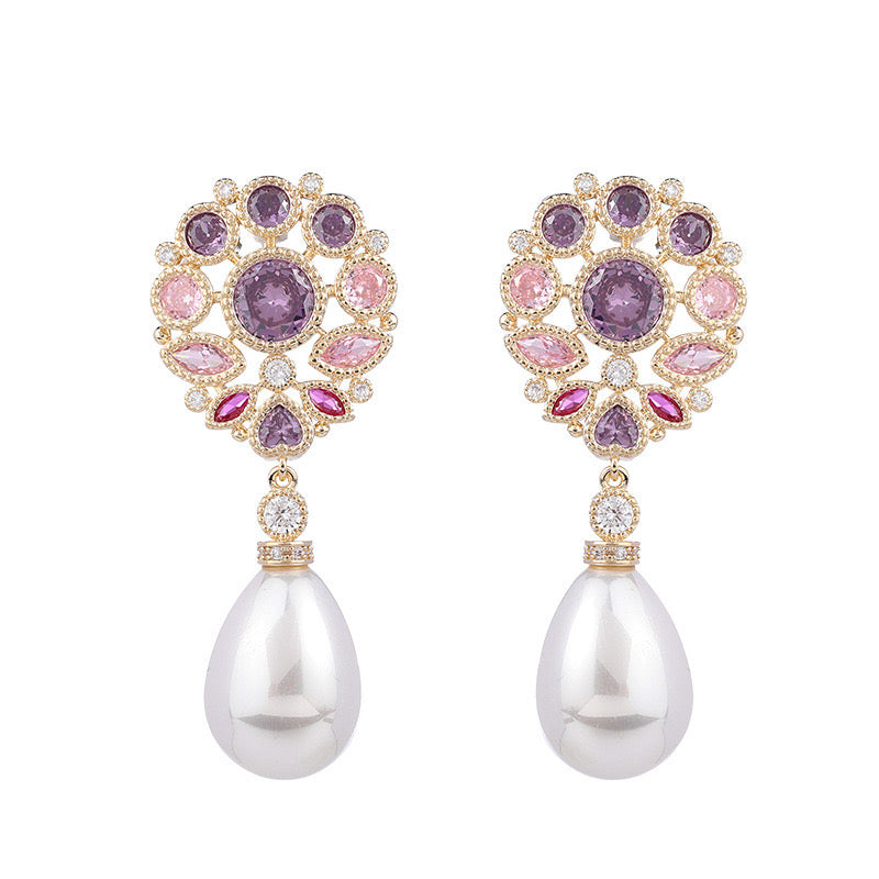 Elegant Cubic Zirconia Pearl Earrings