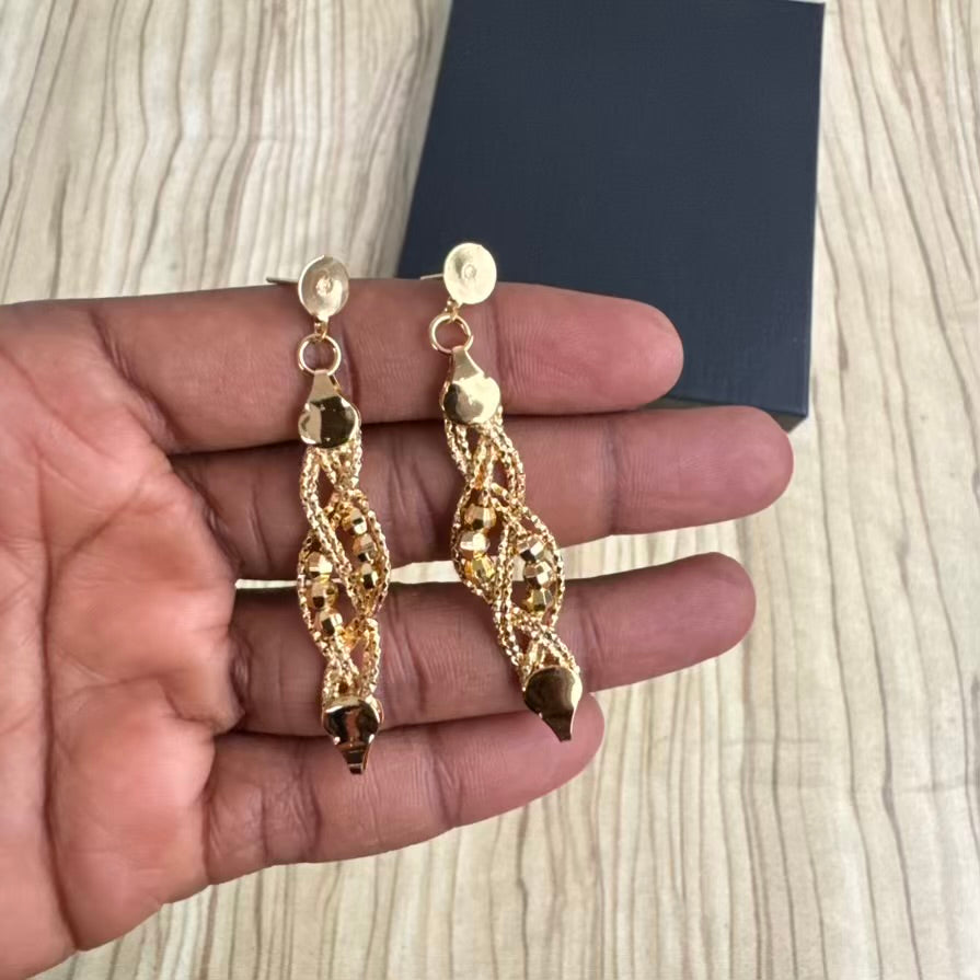 24K Gold Plated Weave Cord Necklace, Earrings and Bangle Set