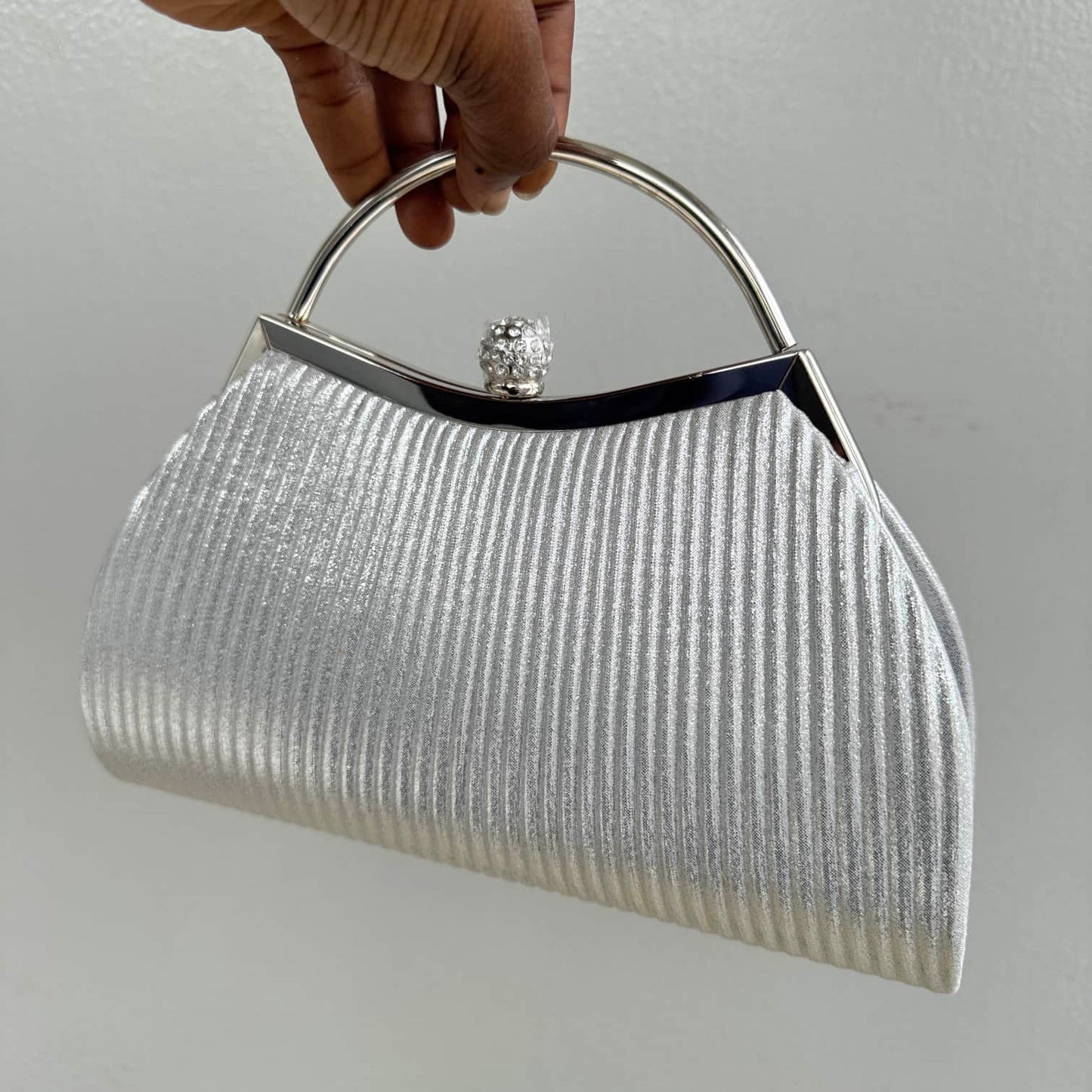 Top Handle Pleat Detail Clutch Purse Bag
