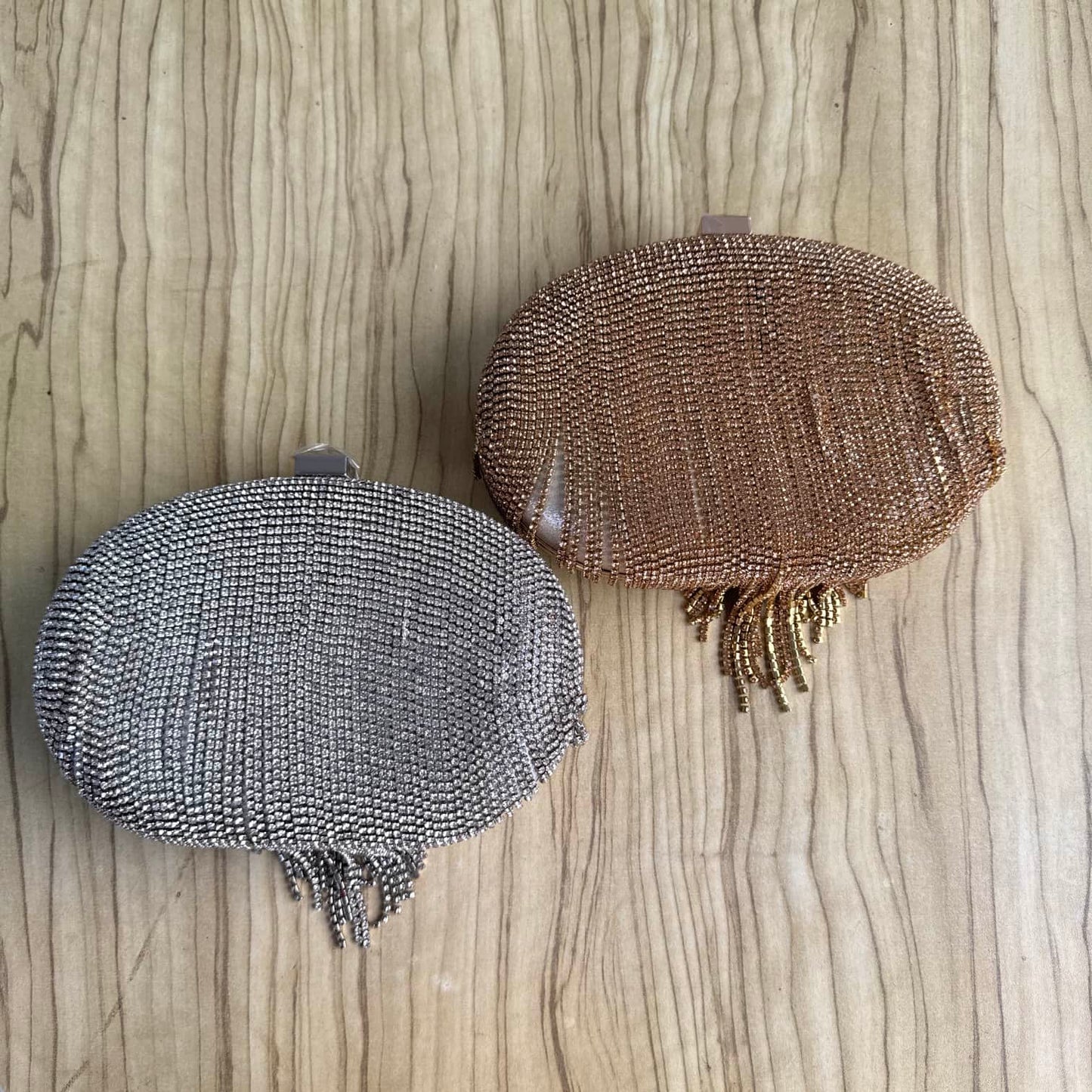 Nina Tassel Embellished Oval Clutch Purse