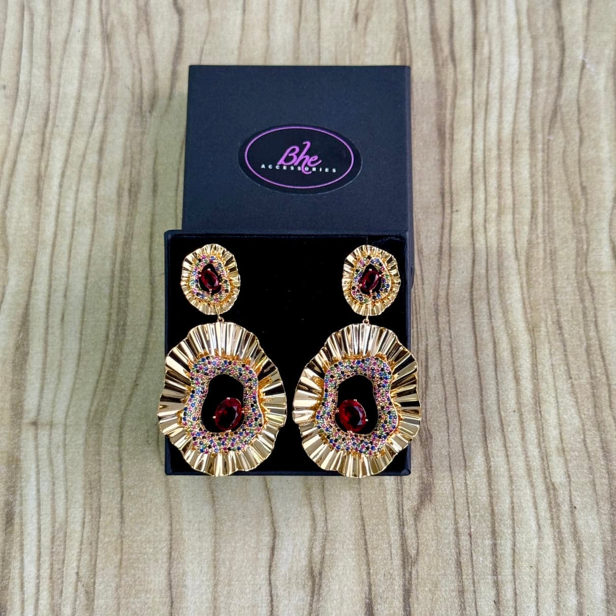 Luxury Satement Cubic Zirconia Earrings - Red