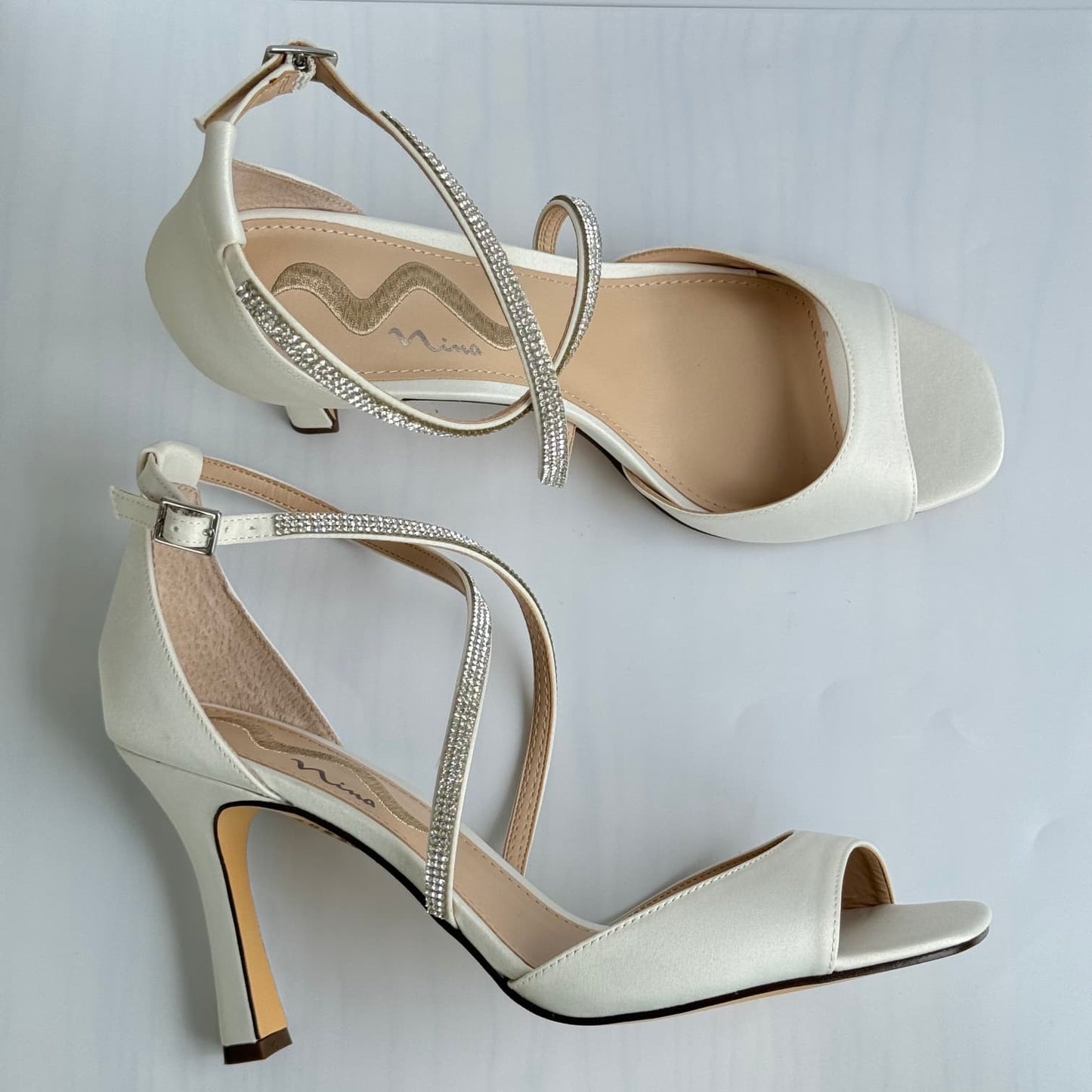 Heeled Sandals – Nina Cross Strap Open Toe Sandal Ivory Size 40