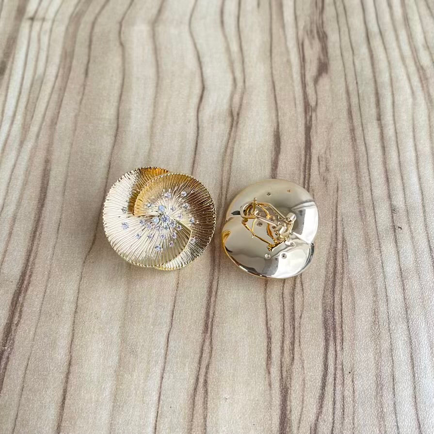 Big Stud Party Gold Plated Cubic Zirconia Earrings