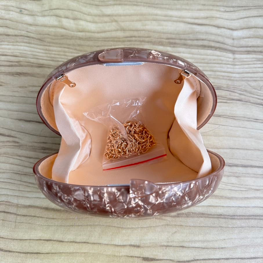 Oval Acrylic Clutch Purse - Brown