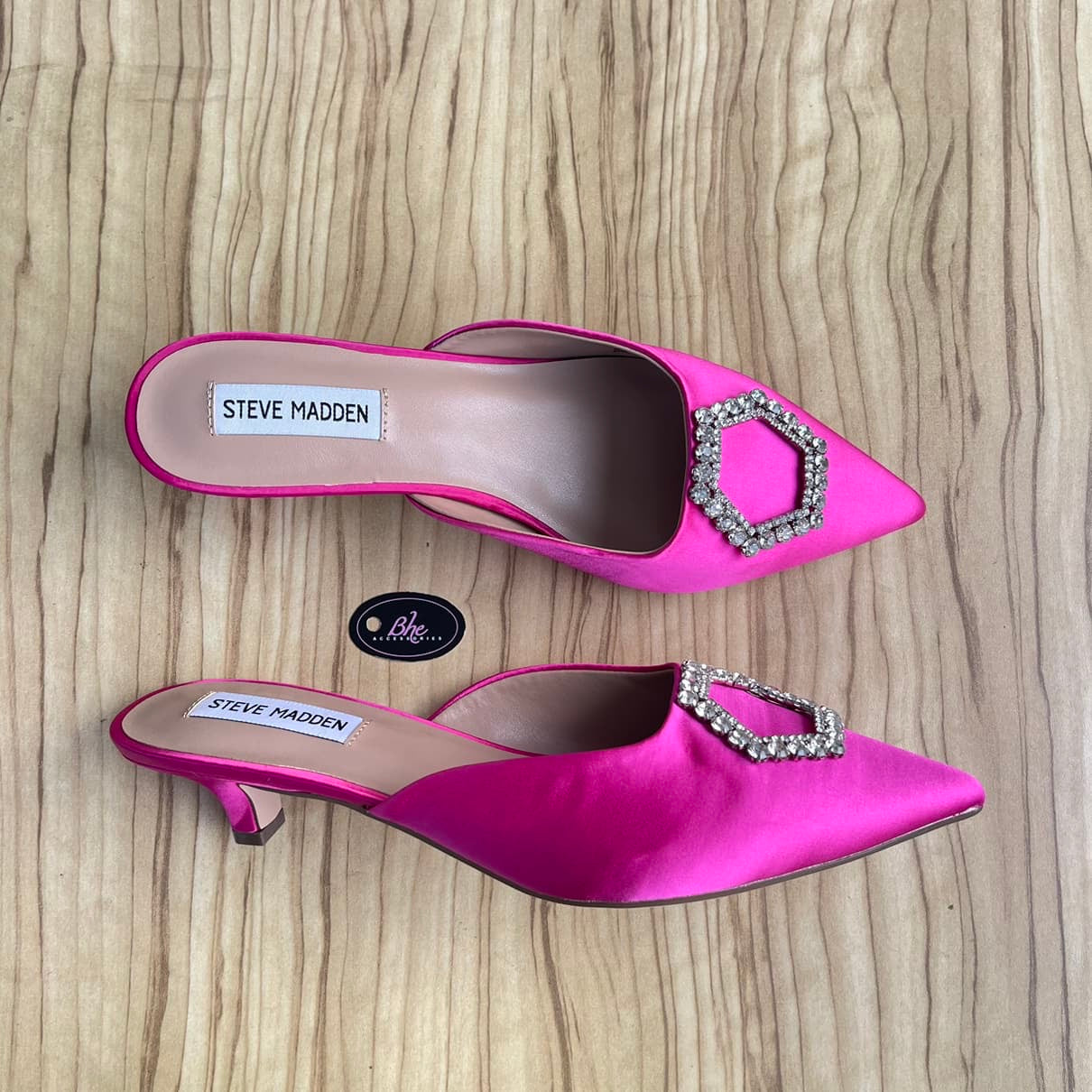 Steve Madden Bridal Slippers – Brooch Pointed Toe Kitten Heel Mule (Size 38.5)