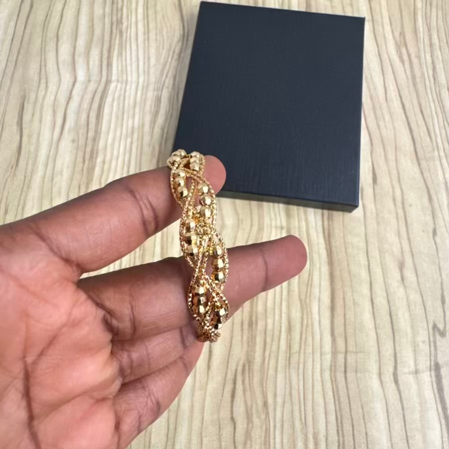 24K Gold Plated Weave Cord Necklace, Earrings and Bangle Set