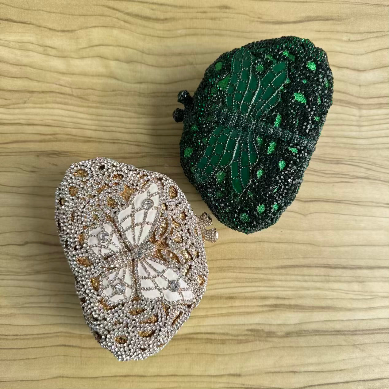 Butterfly Enamel Small Crystal Clutch