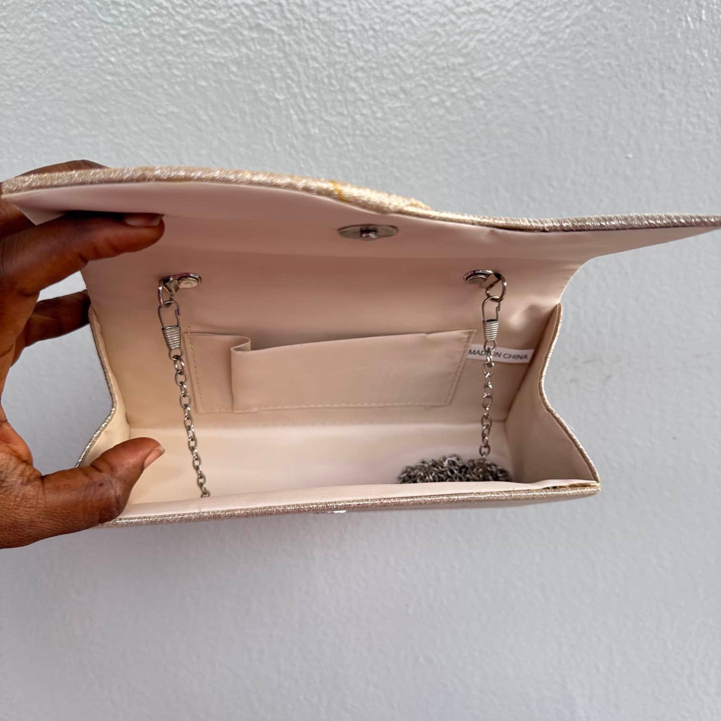 Small Shimmer Envelope Clutch - Champagne Gold