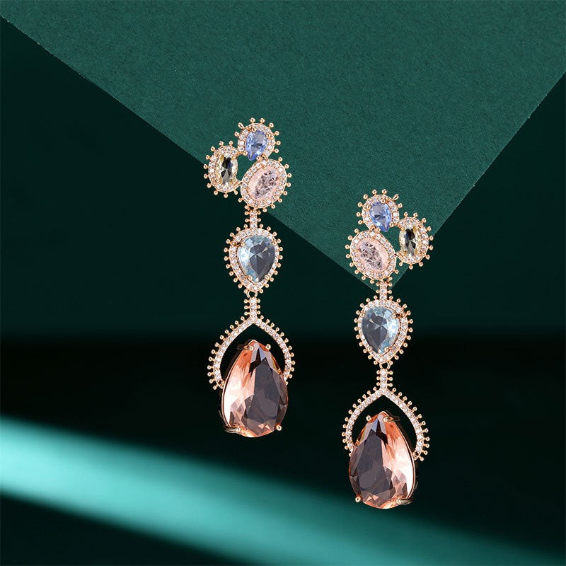 Statement Luxury Cubic Zirconia Long Earrings