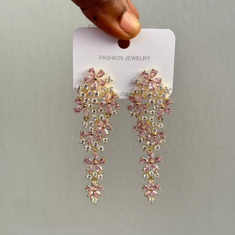 Statement Floral Long Earrings