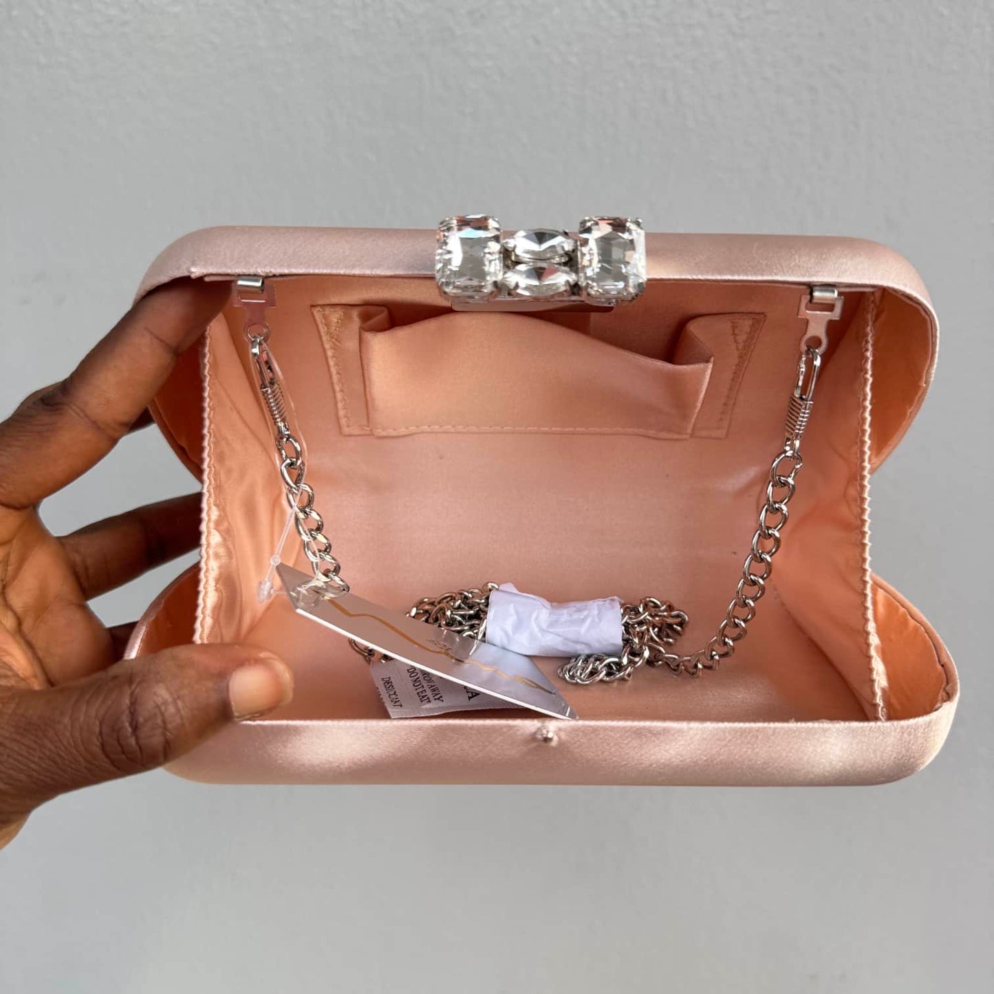 Nina Satin Gem Clasp Clutch Purse