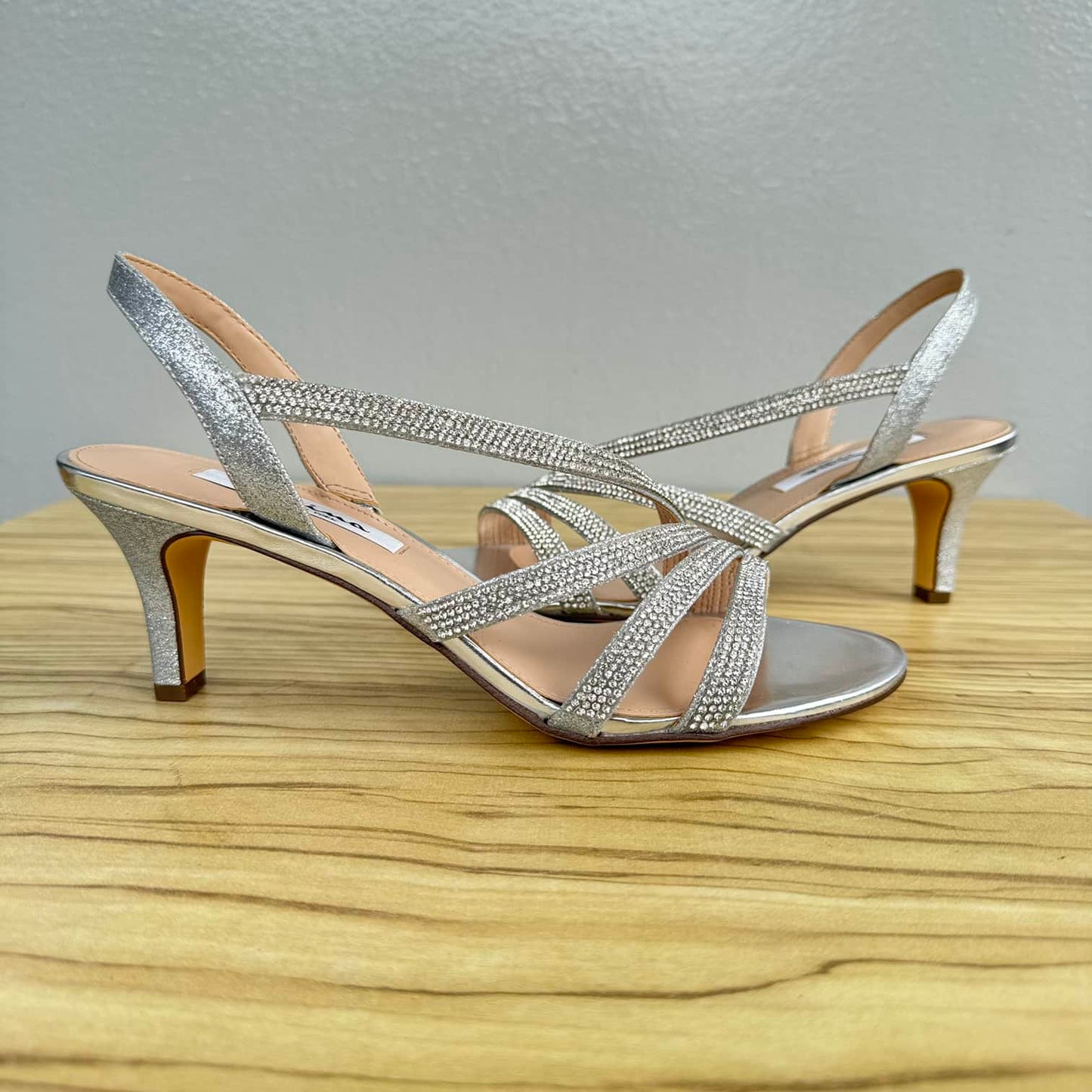 Nina Kitten Low Heel Sandal - Silver Size 39