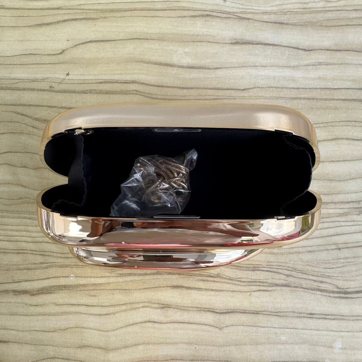 Bar Handle Acrylic Clutch with Long Chain Strap