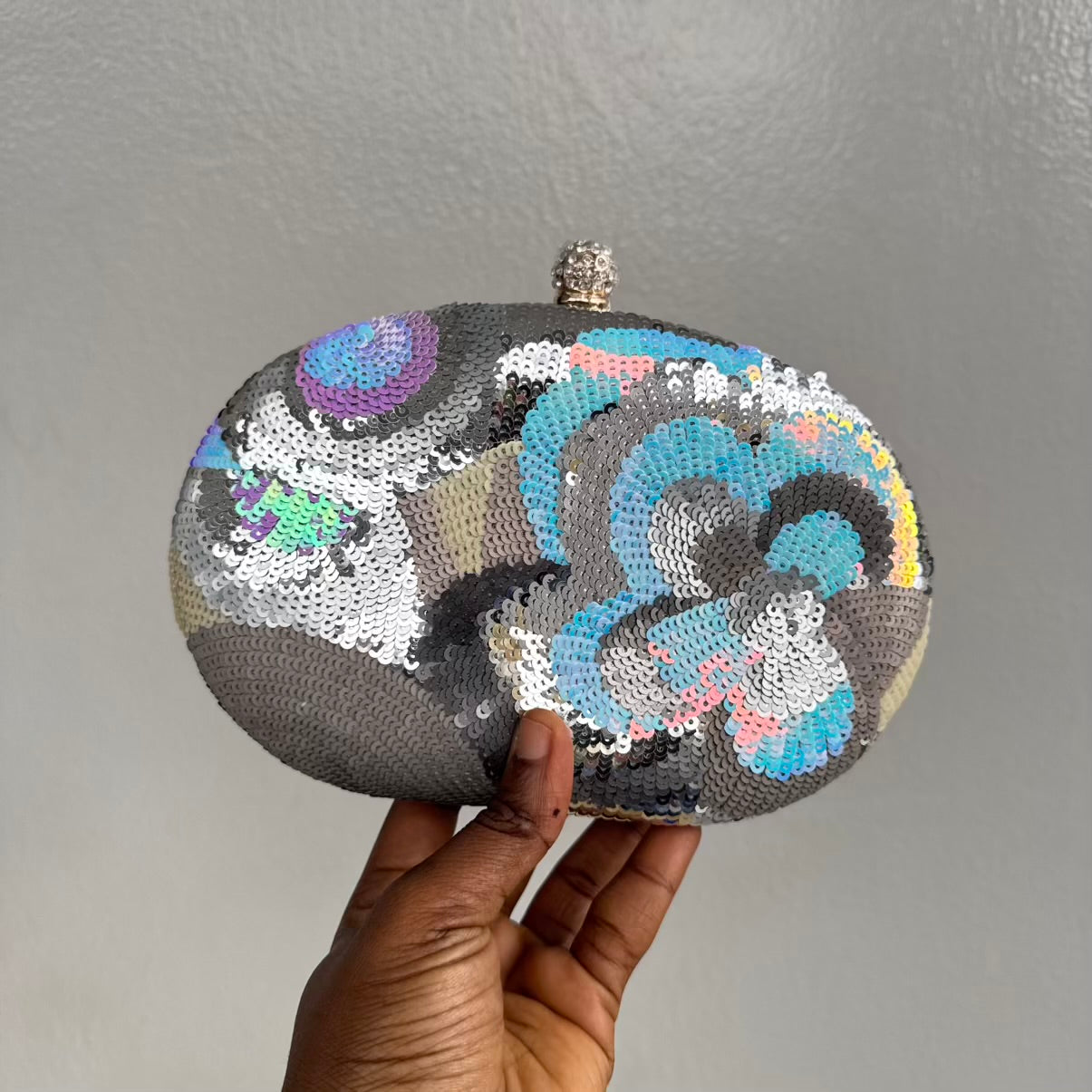 Sequin Clutch Purse with Long & Short Chain Straps