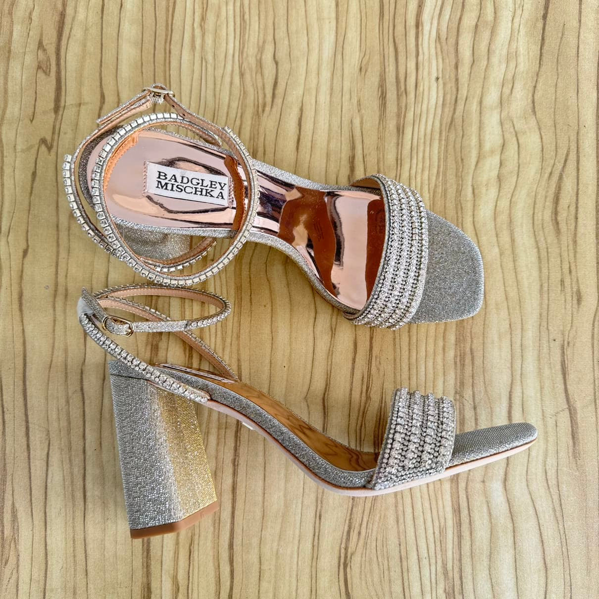 Badgley Mischka Ankle Strap Block Heel Sandals - Size 41