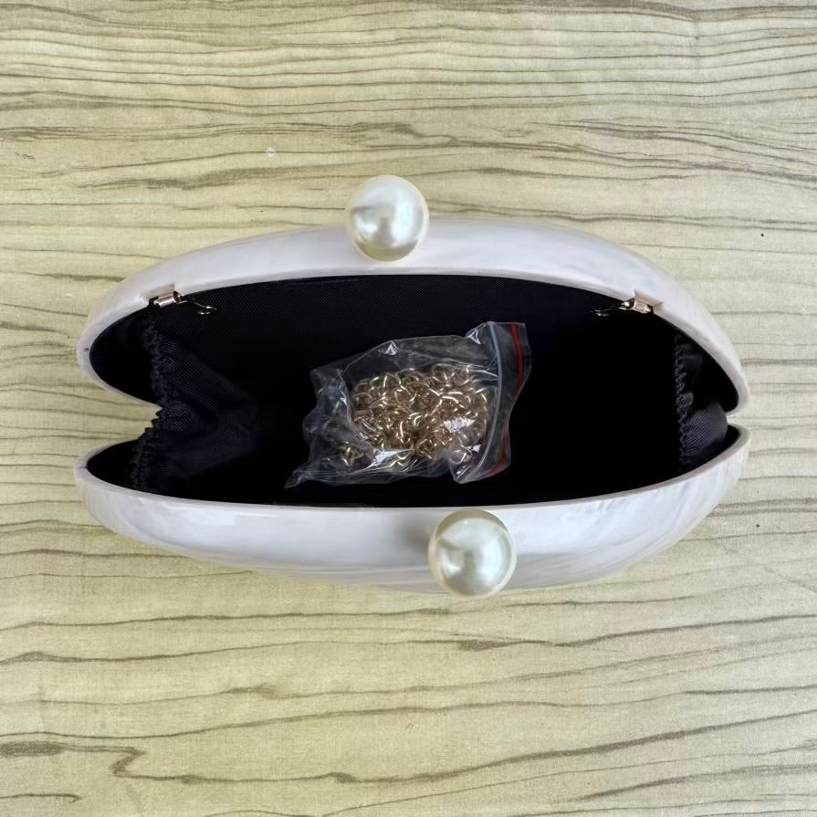 Stylish Acrylic Pearl Clasp Clutch Purse