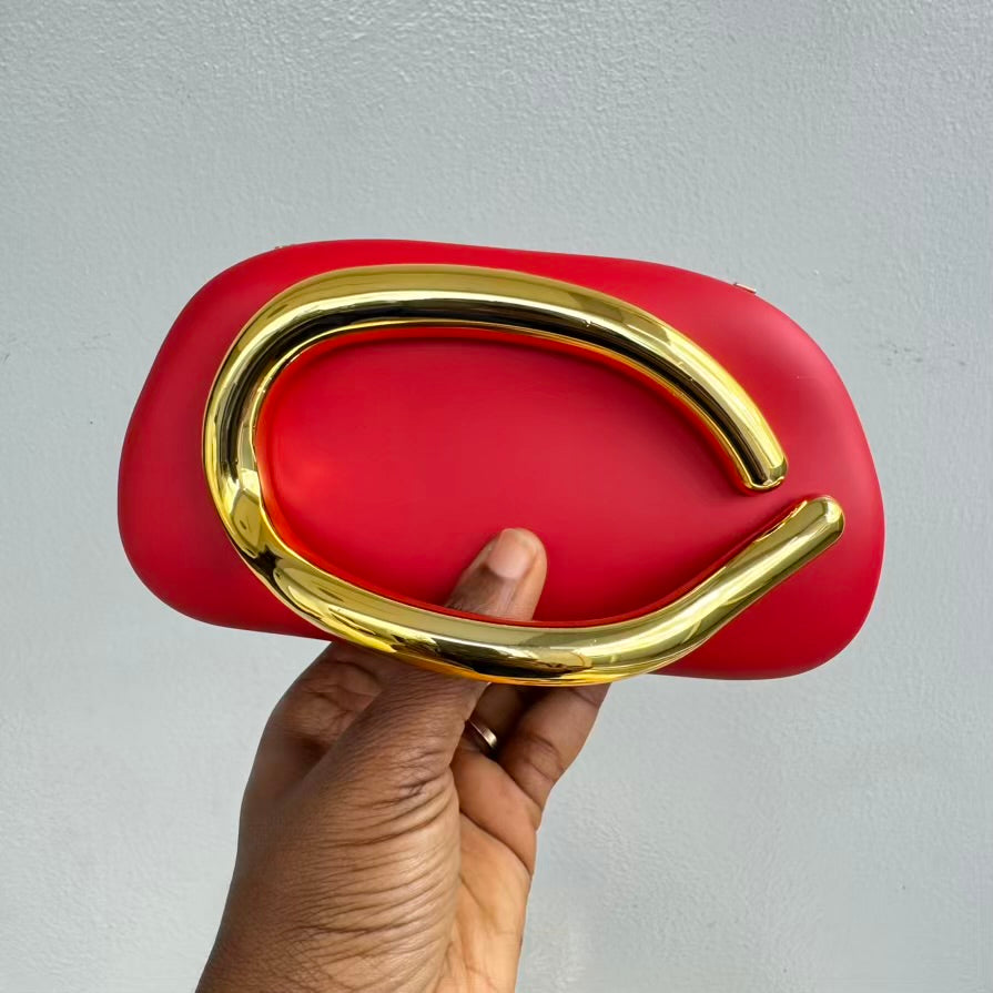 Bar Handle Acrylic Clutch Purse with Long Chain Strap