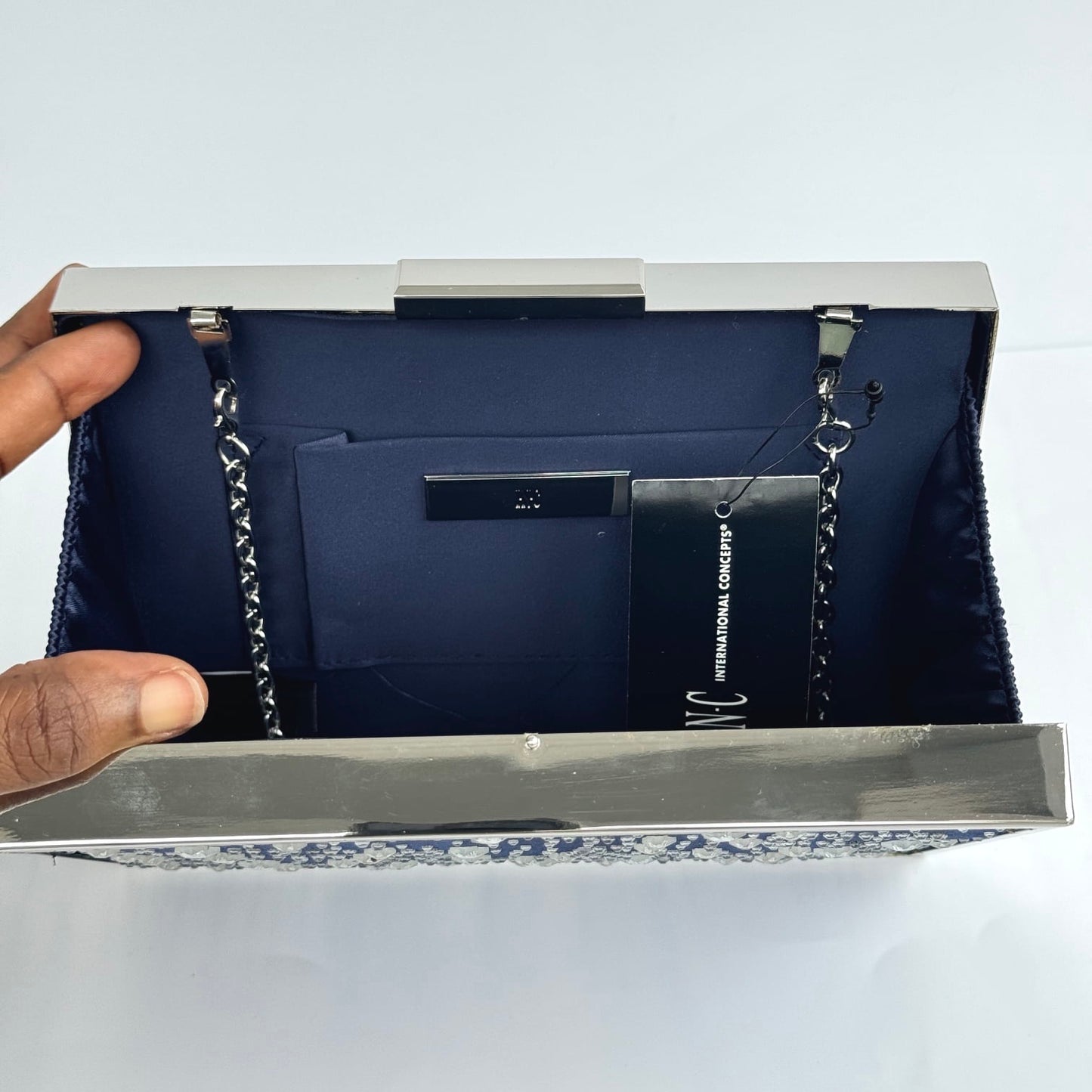 I.N.C. Star Crystal Embellished Clutch - Navy Blue