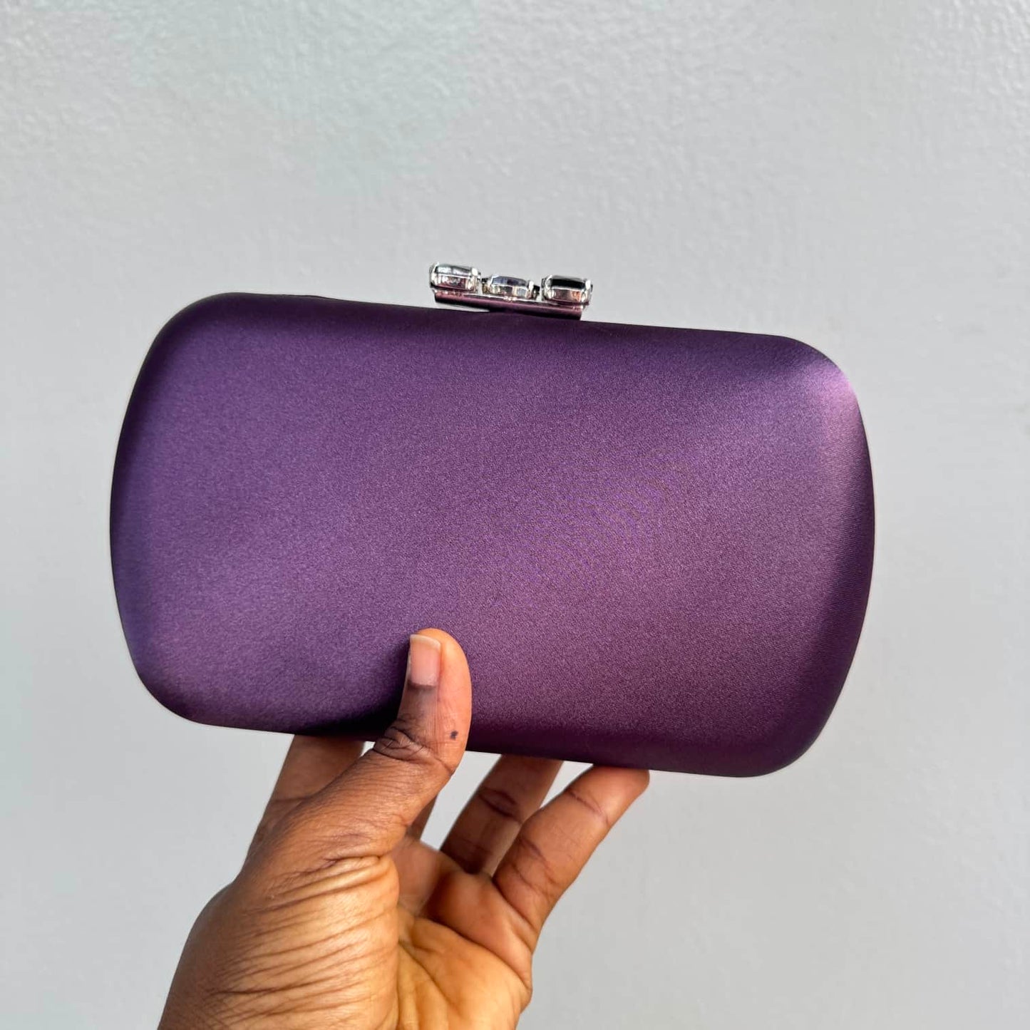 Nina Satin Gem Clasp Clutch Purse