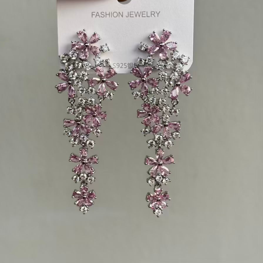 Statement Floral Long Earrings