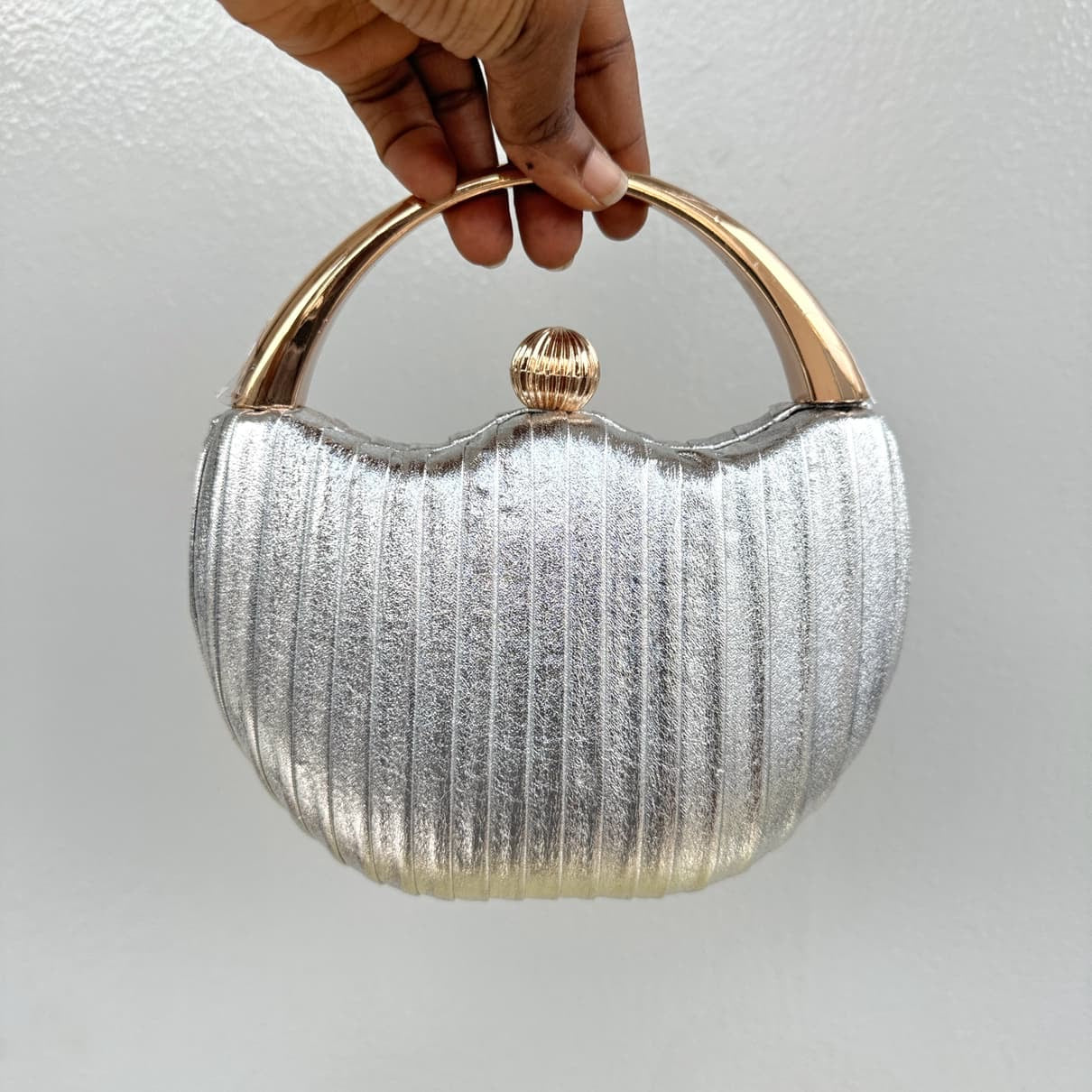 Metallic Top Handle Clutch