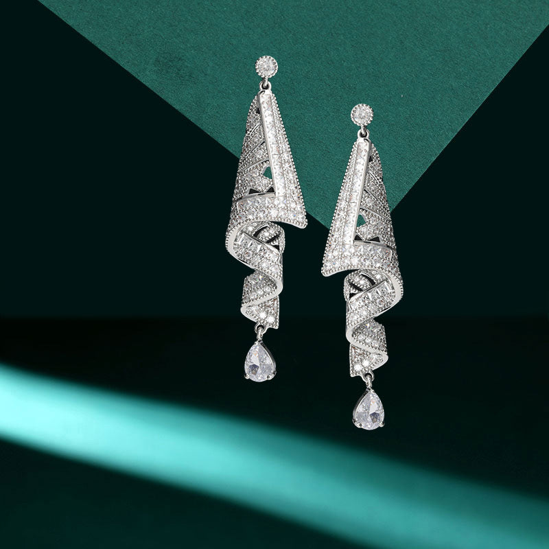 Twist Cubic Zirconia Drop Earrings