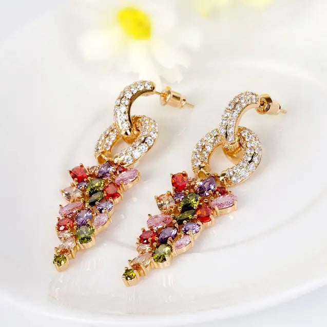 Statement Drop Cubic Zirconia Bridal Earrings