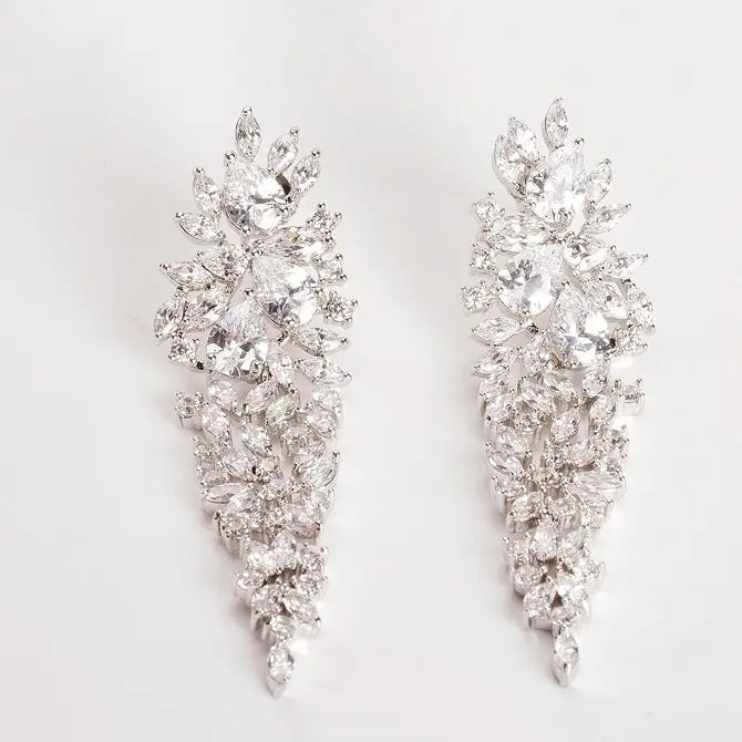 Statement Drop Cubic Zirconia Bridal Earrings