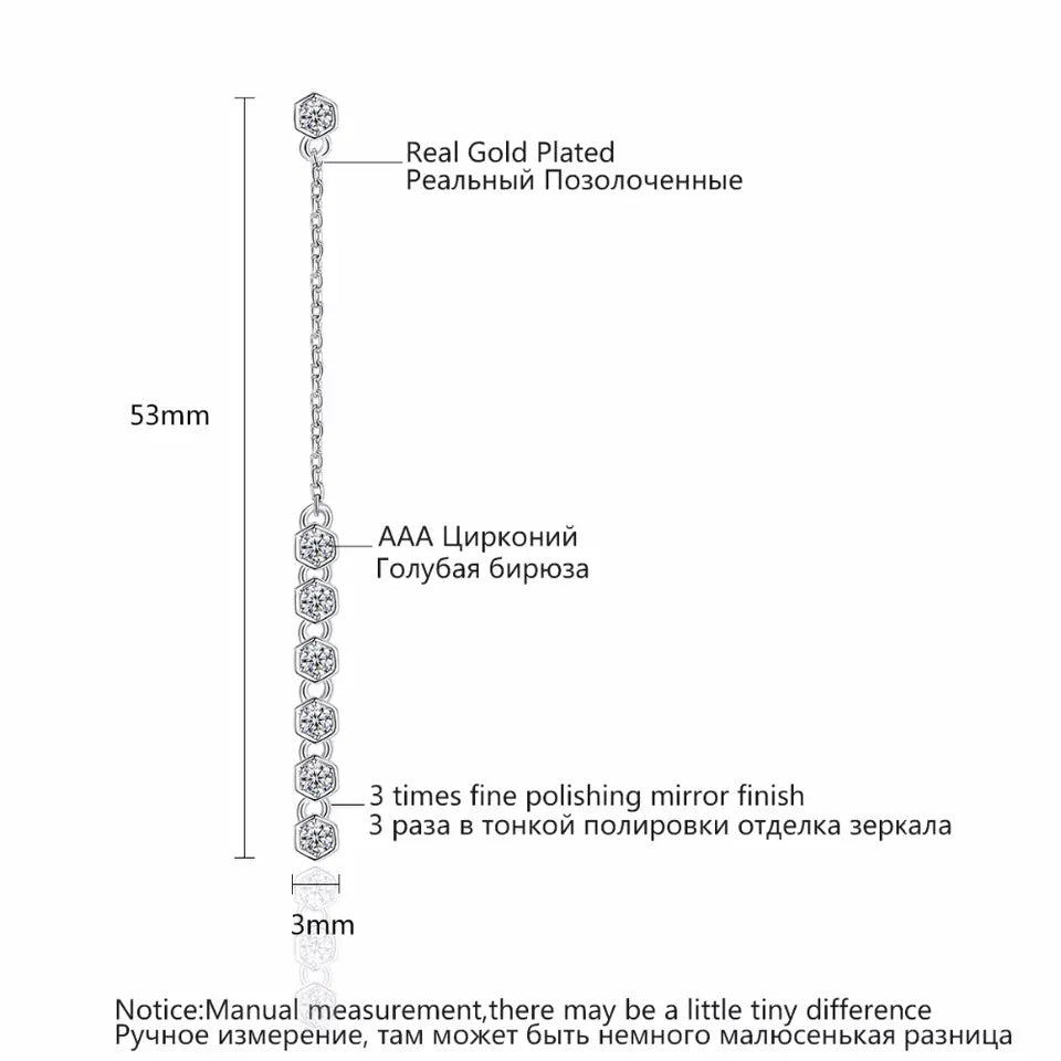 Long Delicate Cubic Zirconia Bridal Earrings