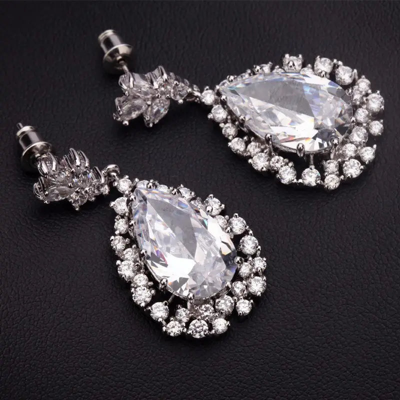 Small Drop Stud Cubic Zirconia Pearl Earrings
