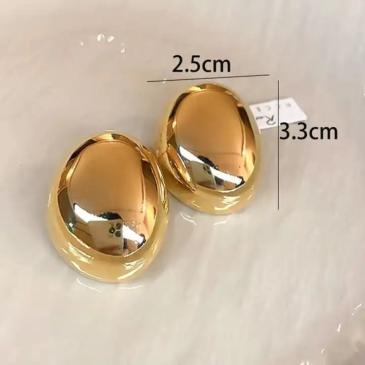 Stainless Steel Big Oval Stud Earrings