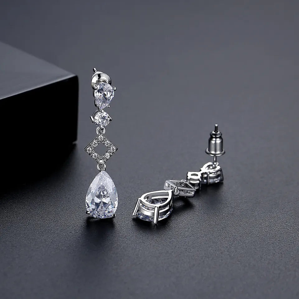 Small Drop Cubic Zirconia Bridal Earrings