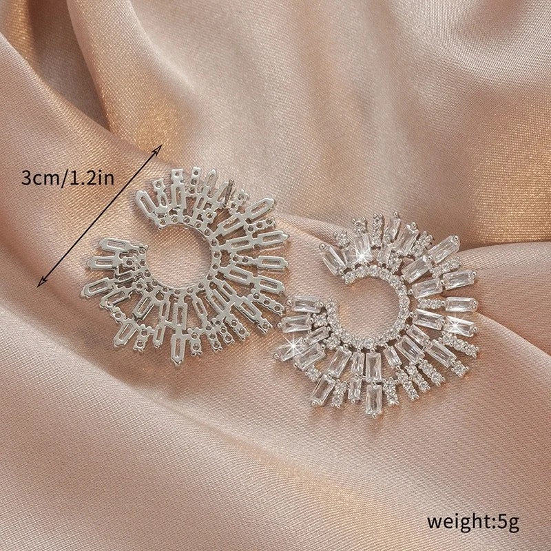 Big Circle Cubic Zirconia Stud Bridal Earrings