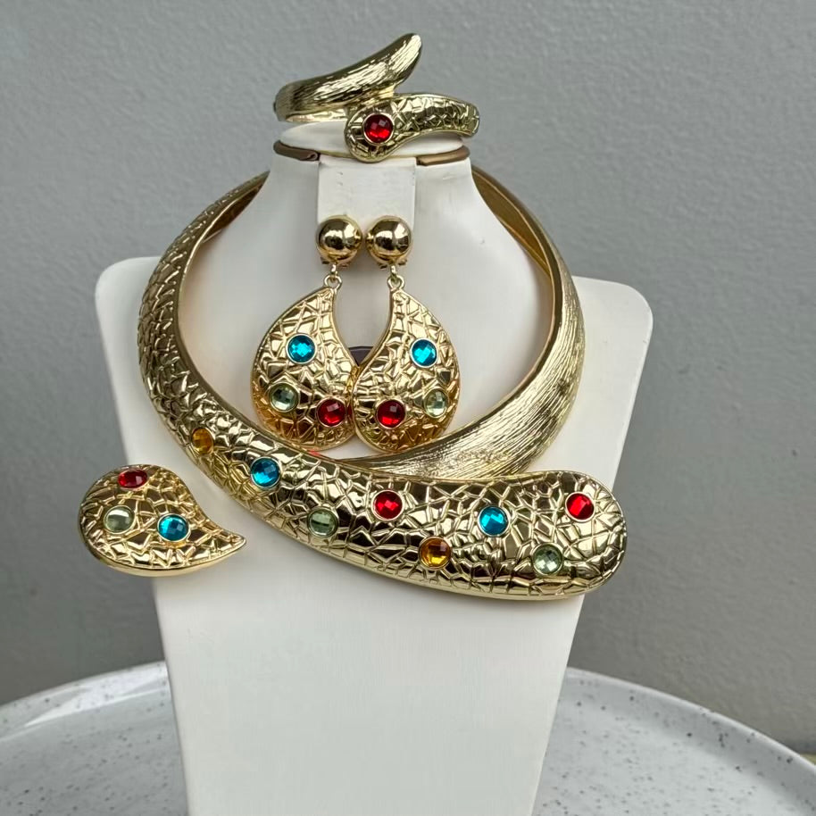 Italian Design Gold Plated Jewelry Set - Gold