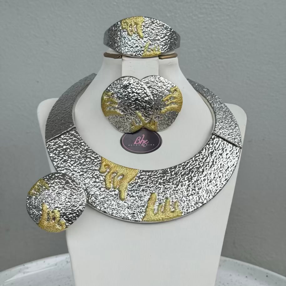 Italian Design Plated Jewelry Set - Silver