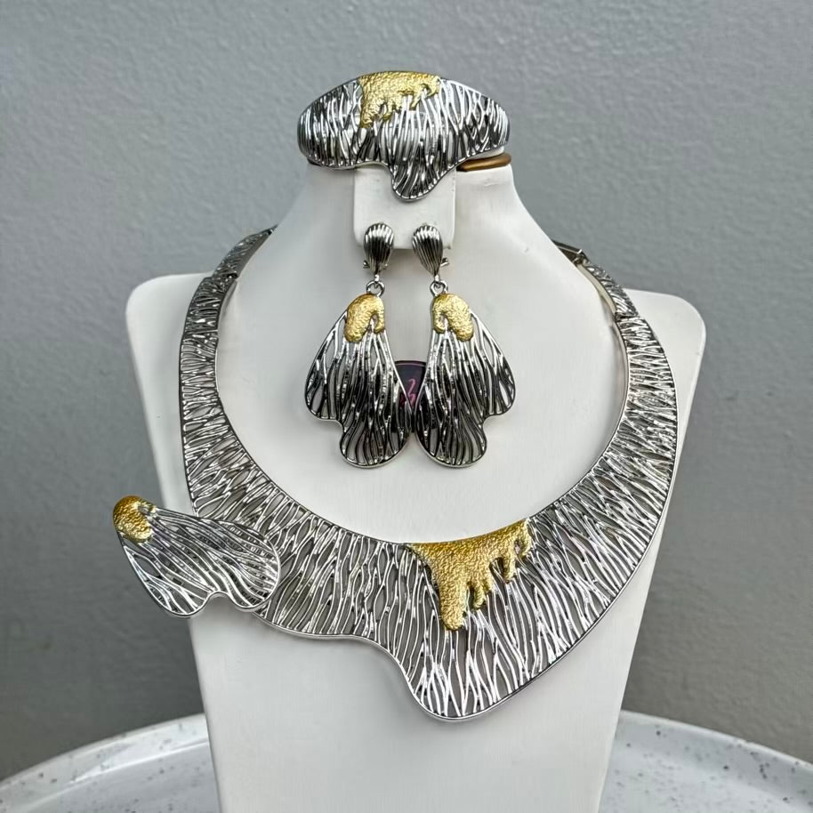 Italian Design Plated Jewelry Set - Silver